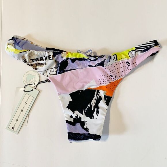 The Bikini Lab News Flash Art Black/White Cheeky Bikini Swim Bottom Size Medium - Picture 8 of 13